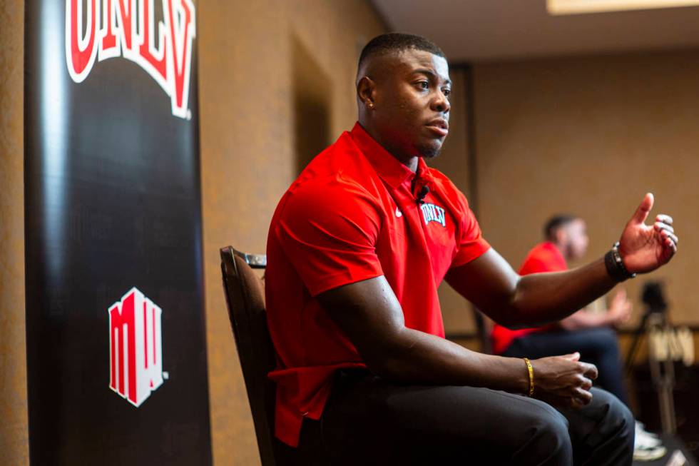 UNLV football's Charles Williams responds to questions during Mountain West Conference media da ...