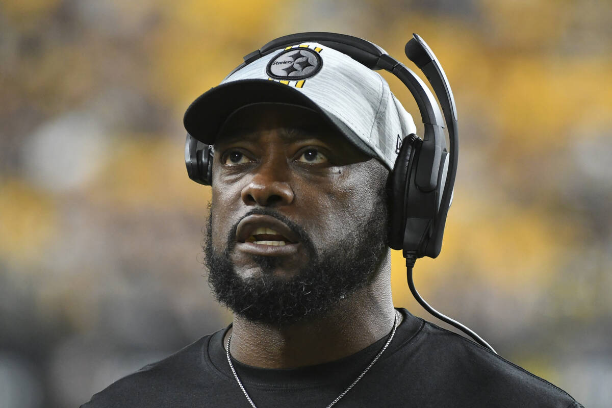 In this Aug. 21, 2021, file photo, Pittsburgh Steelers head coach Mike Tomlin walks the sidelin ...