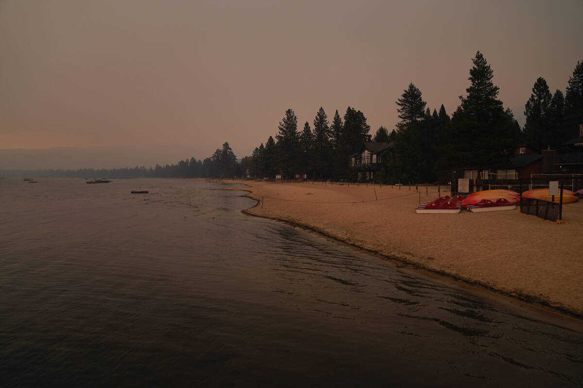 In this Tuesday, Aug. 31, 2021, file photo, an empty beach is seen after a mandatory evacuation ...