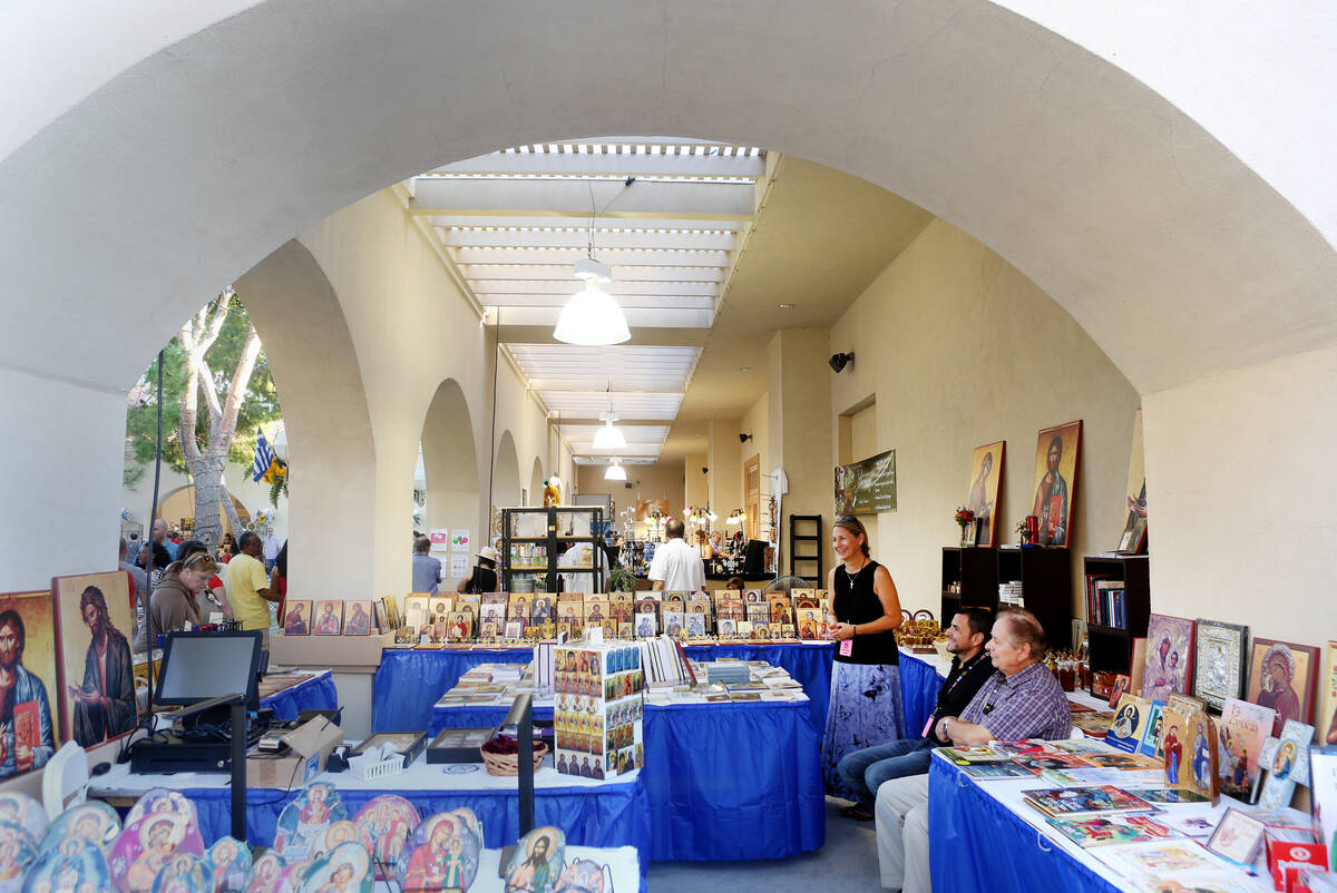 Gifts and art booths during the 45th annual Greek Food Fest at St. John the Baptist Greek Ortho ...