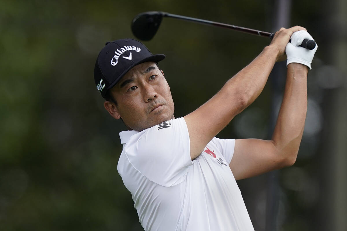 Kevin Na hits from the tee box on the third hole during the final round of play in the Tour Cha ...