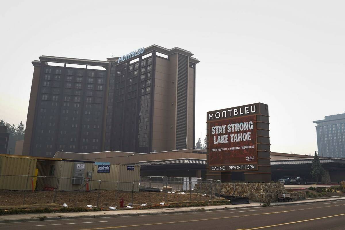 MontBleu Resort Casino & Spa, left, is shown in Stateline on Thursday, Sept. 2, 2021. (AP Photo ...