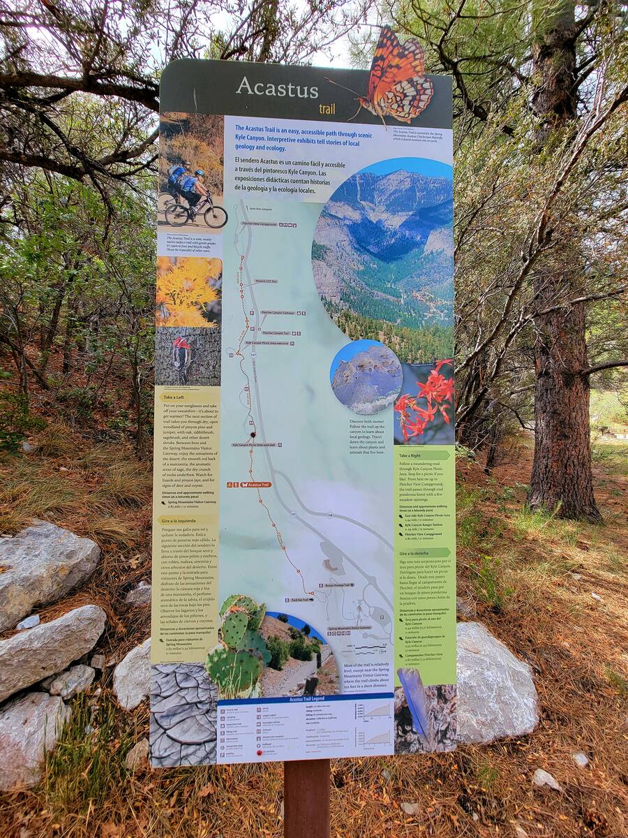 Along the Acastus Trail, a sign tells visitors the easy, accessible path offers lessons about t ...