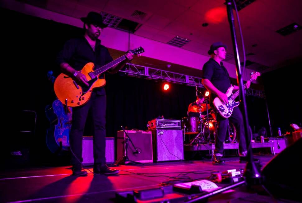 Members of Las Vegas band Shanda & the Howlers perform during the first day of Viva Las Veg ...