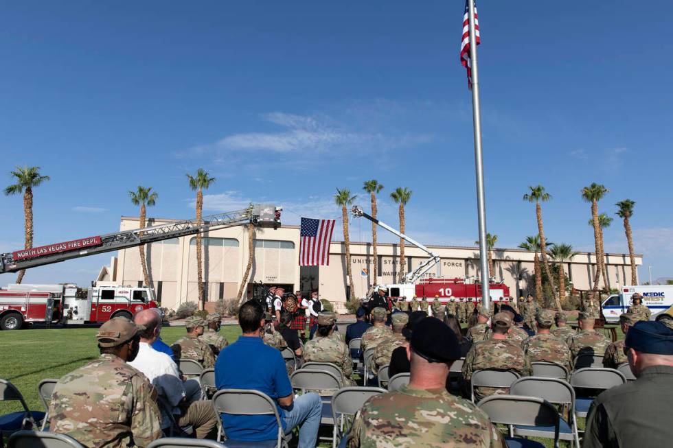 The Nellis Fire and Emergency Services 9/11 Memorial Ceremony takes place at Nellis Air Force B ...