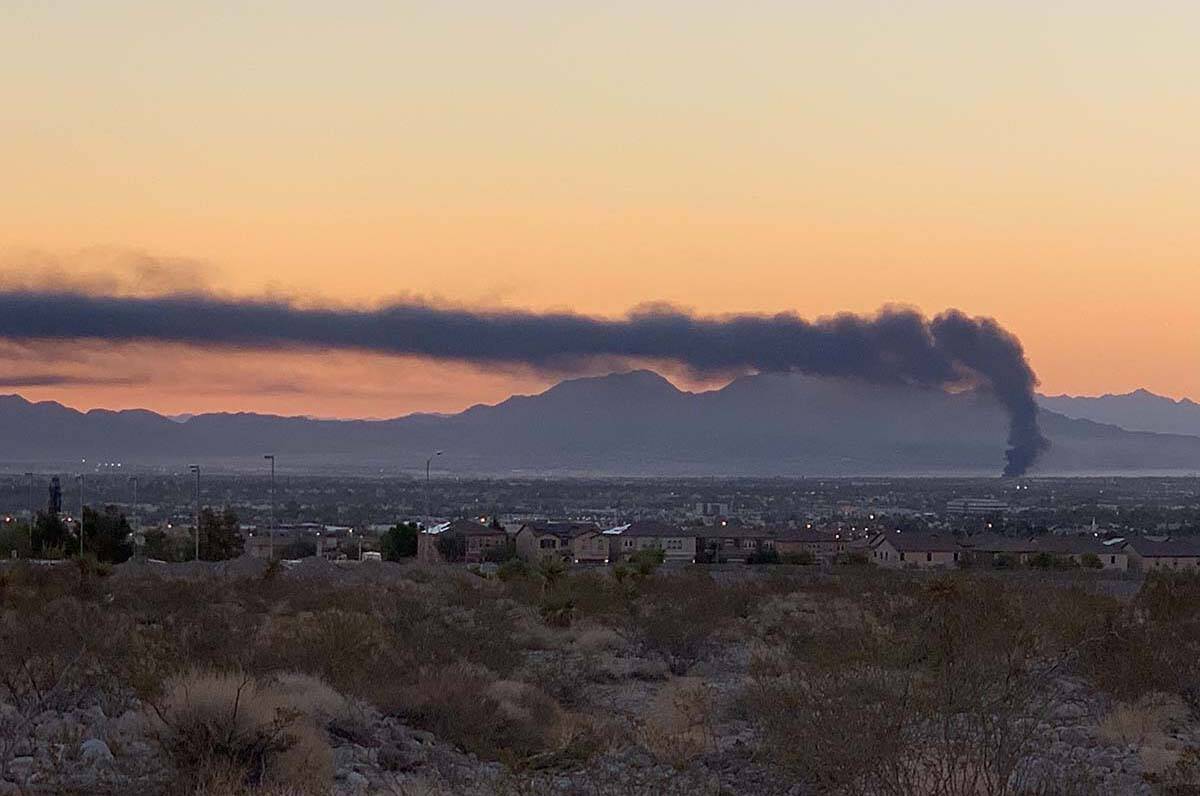North Las Vegas Fire Department responded to an early morning fire at Republic Services recycli ...