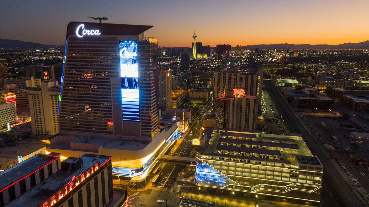 An aerial view of CircaCirca Resort & Casino in downtown Las Vegas, on Tuesday evening, Oct ...