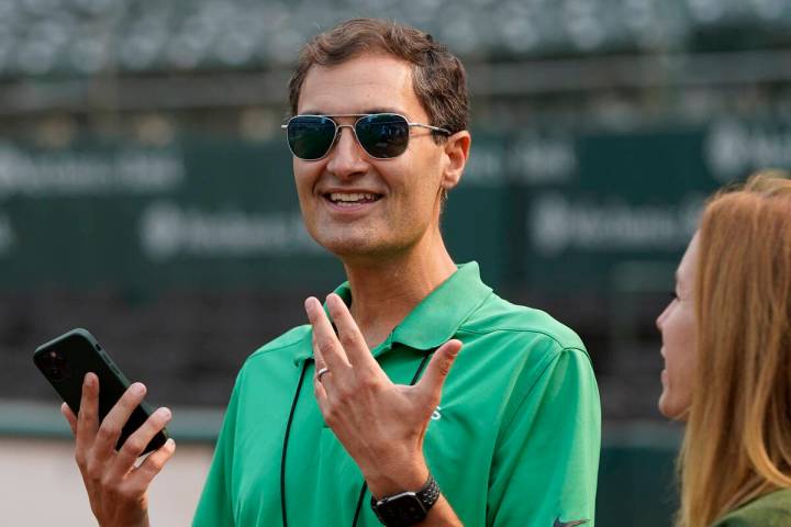 Oakland Athletics President Dave Kaval before a baseball game between the Athletics and the San ...
