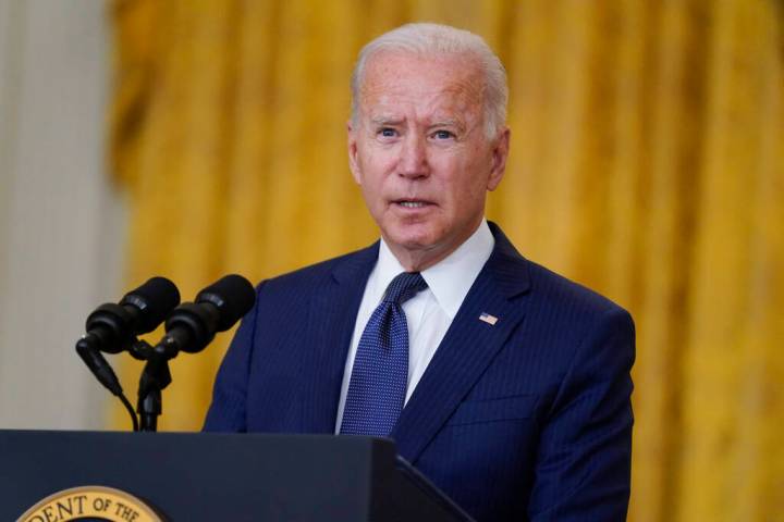 President Joe Biden speaks about the bombings at the Kabul airport that killed at least 12 U.S. ...