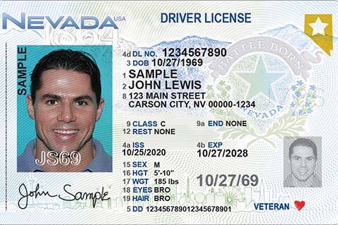 The new driver’s license design from the Nevada Department of Motor Vehicles. (Nevada DMV)