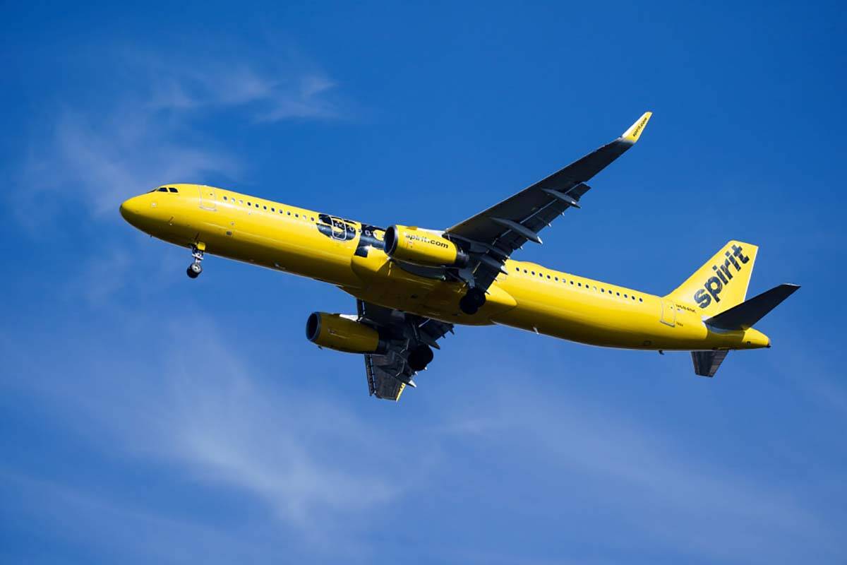 A Spirit Airlines jet approaches Philadelphia International Airport in Philadelphia, Wednesday, ...