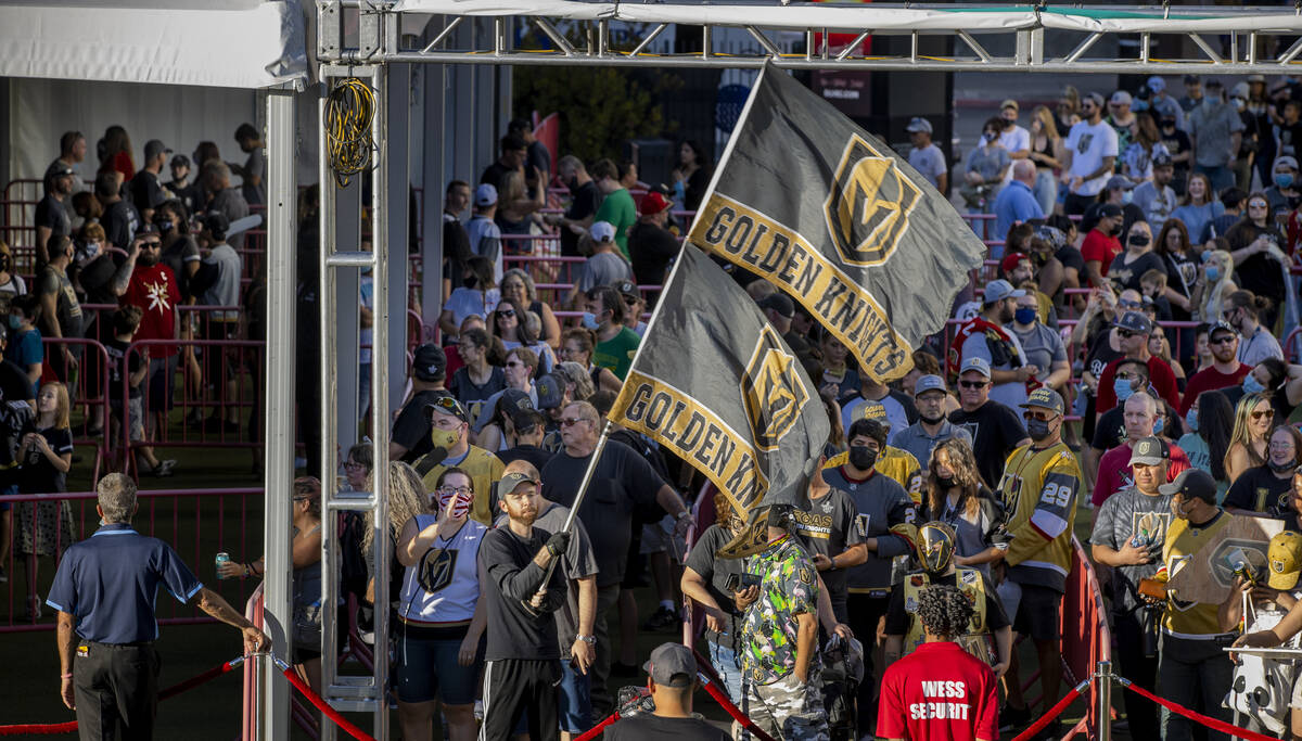 The main gate is about to open and let people in during the Golden Knights annual Fan Fest at t ...
