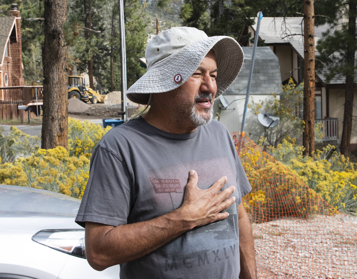 Anthony Armas talks about the Mount Charleston Lodge fire on Friday, Sep. 17, 2021. Armas used ...
