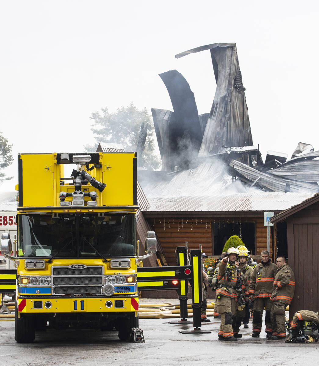 Emergency crews on the scene of a fire that destroyed the Mount Charleston Lodge on Friday, Sep ...