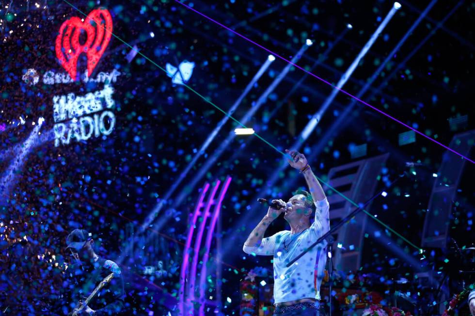 Chris Martin of music group Coldplay performs onstage during the 2017 iHeartRadio Music Festiva ...