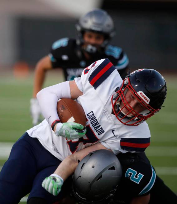 Coronado High School's Brady Kennedy (17) plays against Silverado High School's Donavyn Pellot ...