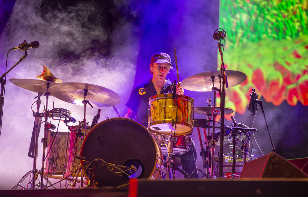 Modest Mouse drummer Jeremiah Green performs with the band on the Downtown Stage during day two ...