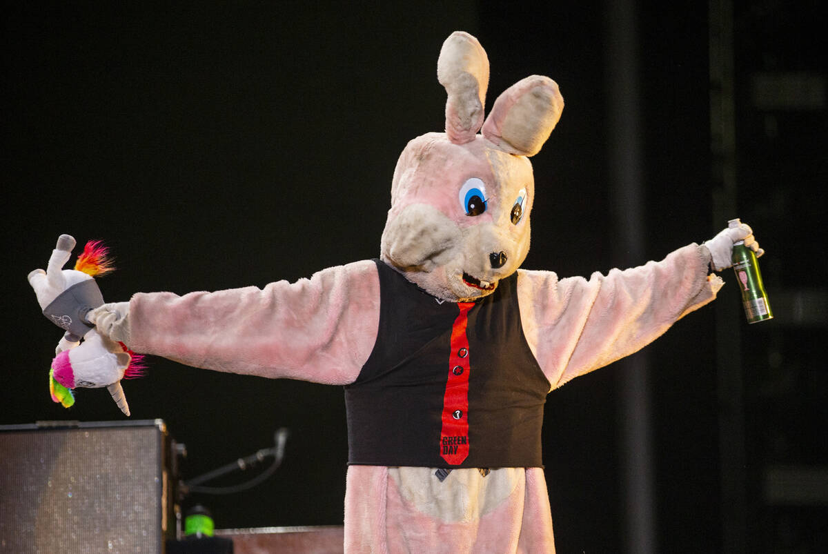 Drunk Bunny takes over the stage before Green Day performs on the Downtown Stage during day two ...