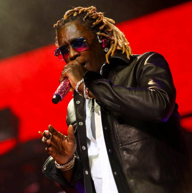 Young Thug performs at the downtown stage during the final day of the Life is Beautiful festiva ...