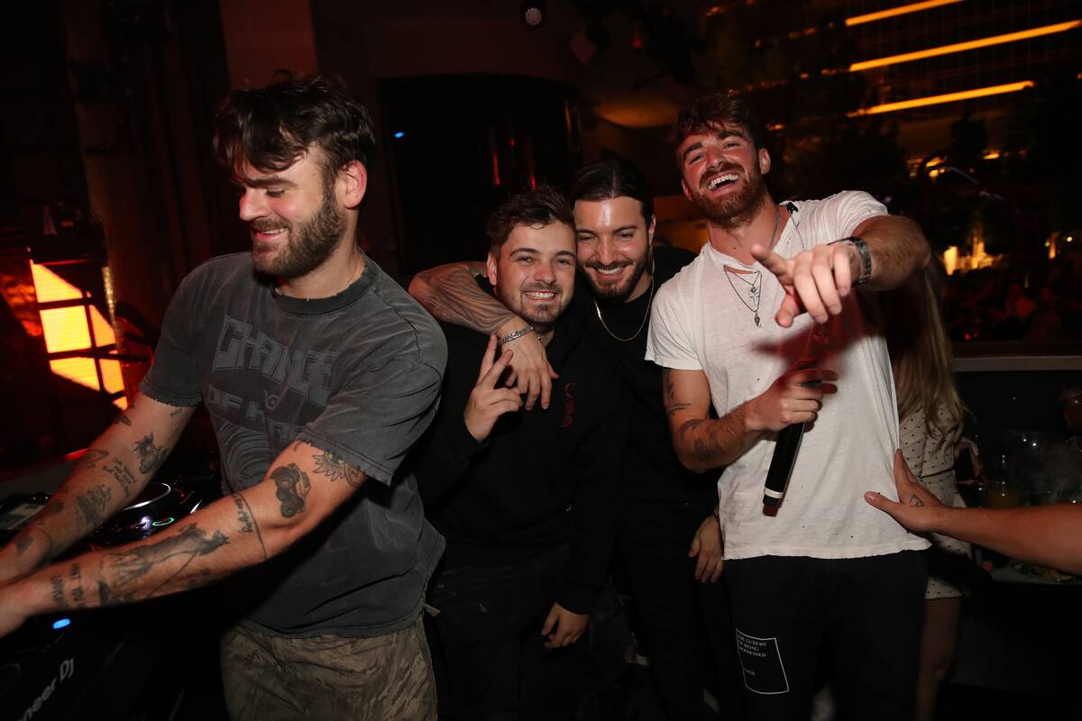 The Chainsmokers, Alesso and Martin Garrix, left and right, party at XS Nightclub at Wynn Las V ...