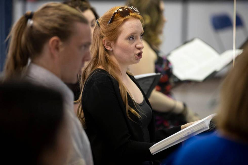 Kayla Wilkens sings during an opera rehearsal of "The Ghosts of Gatsby" at the Super ...