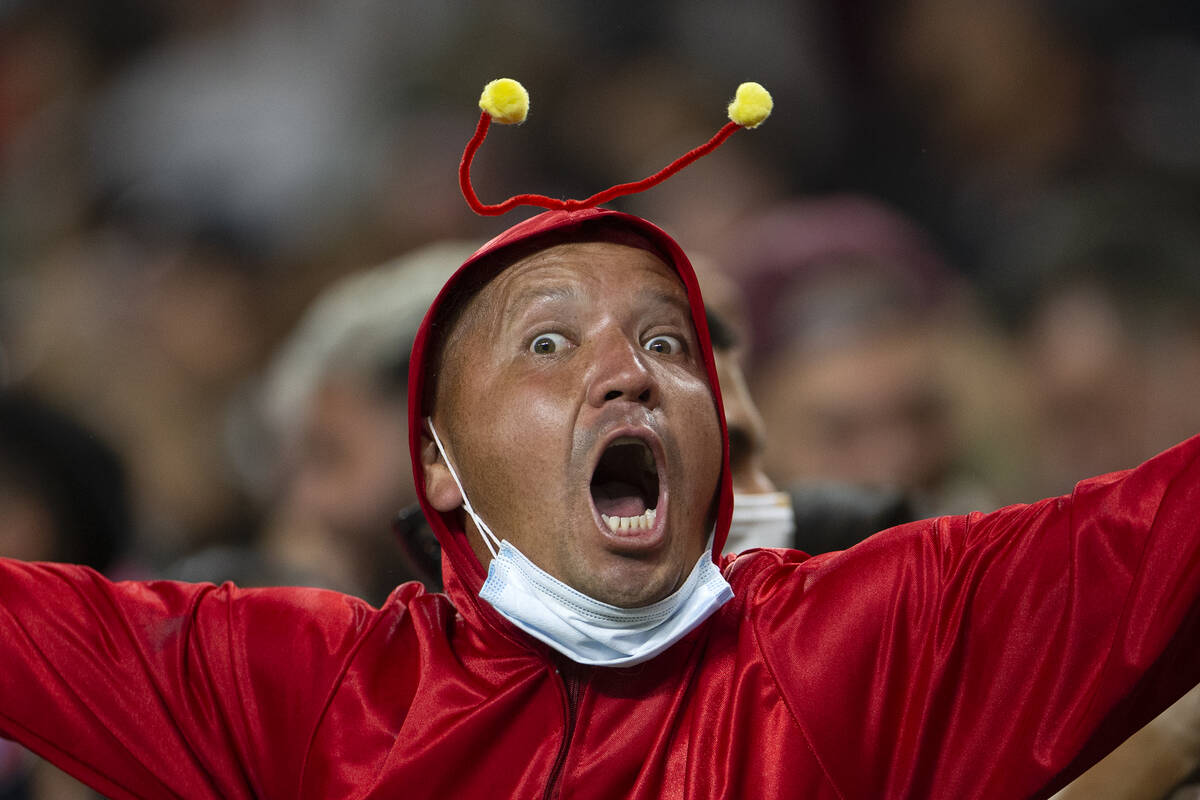 A Leon fan screams for his team during the Leagues Cup Final match between MLS' Seattle Sounder ...