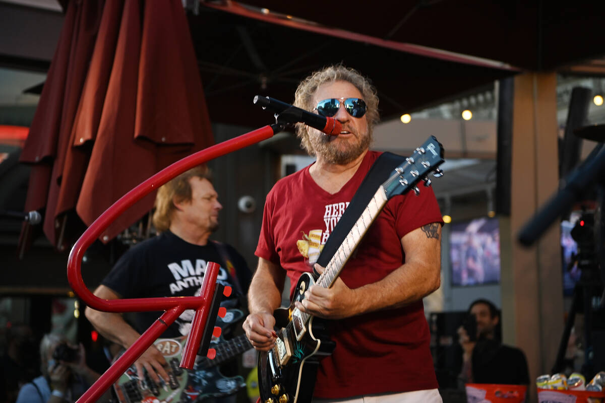 Sammy Hagar performs at the launch of Sammy Beach Bar Cocktail Co. at Beer Park at Paris Las Ve ...