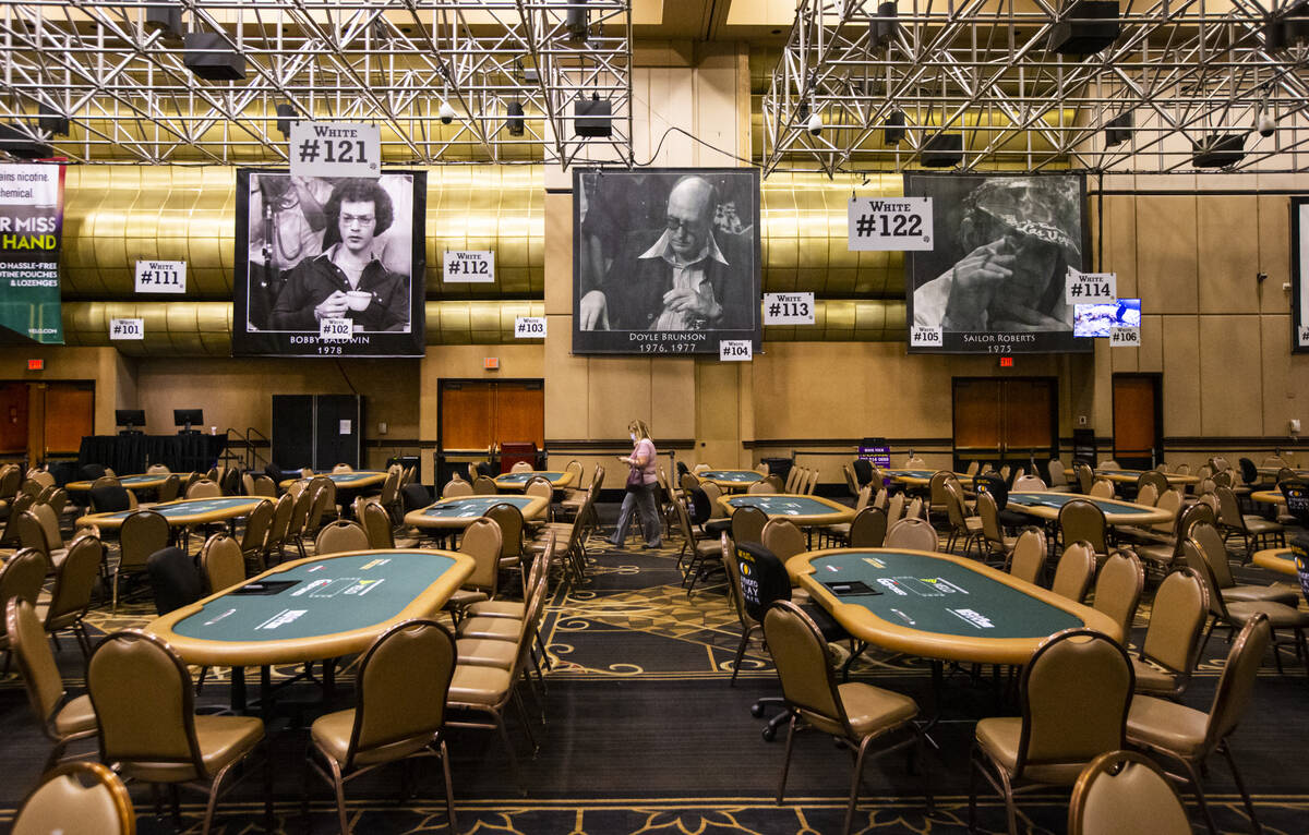 Images of World Series of Poker champions Bobby Baldwin, from left, Doyle Brunson, and Sailor R ...