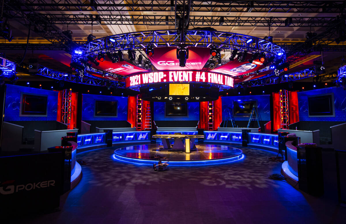 The final table is pictured ahead of the World Series of Poker at the Rio in Las Vegas on Tuesd ...