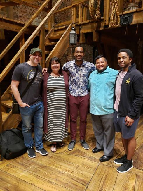 Edred Utomi's high school teacher, Jeanne Wardle, visited Utomi for a performance of "Hamilton" ...