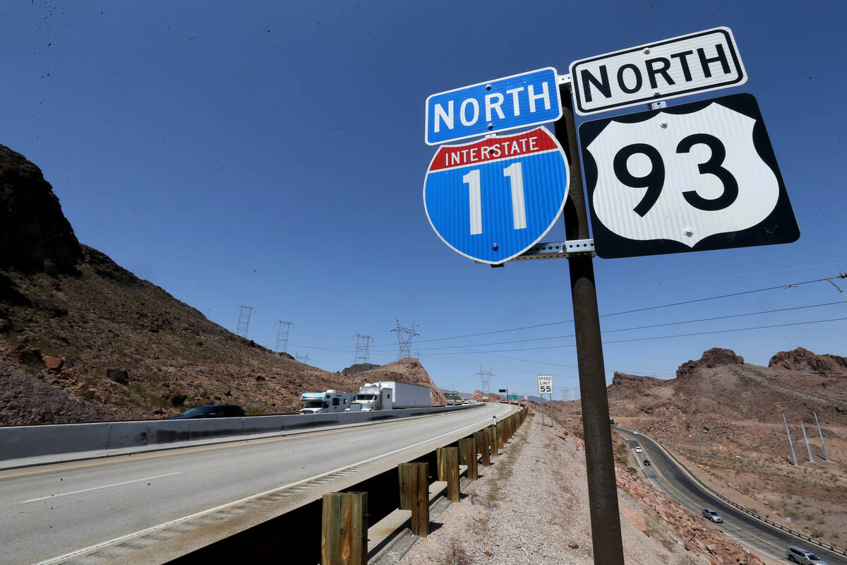Interstate 11 near the Hoover Dam Bypass Bridge. The infrastructure bill includes funds for hig ...