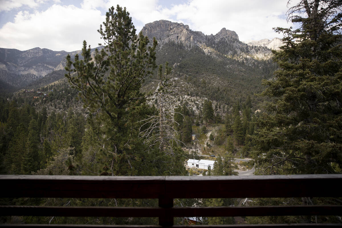 The balcony view of a cabin at the Mt. Charleston Lodge in Las Vegas, Friday, Sept. 24, 2021. ( ...