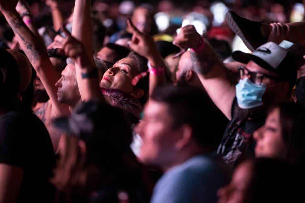 People listen to Streetlight Manifesto perform during the Punk Rock Bowling Music Festival at t ...