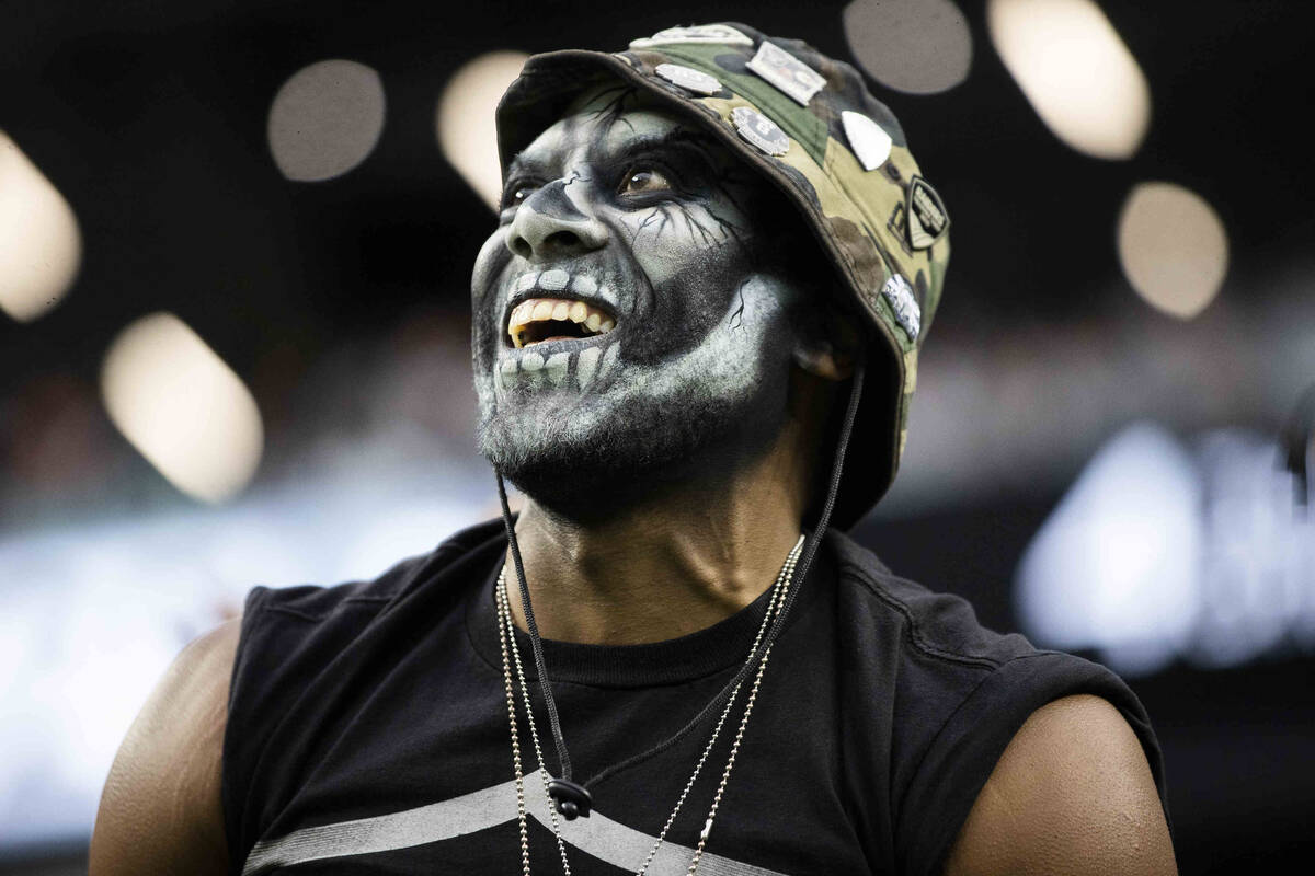Raiders fans in the second half during an NFL football game against the Miami Dolphins on Sunda ...