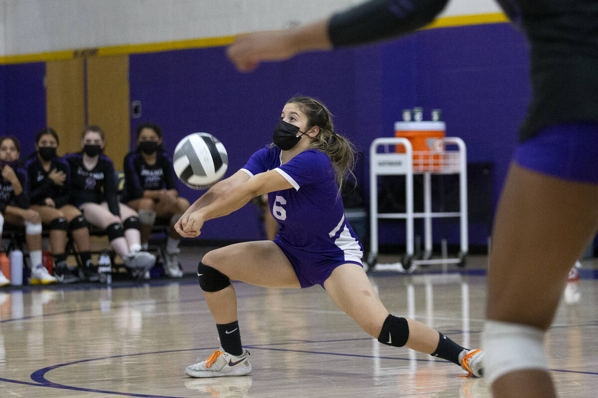 Durango's Addisyn Simmons (6) lunges to bump during a high school volleyball game against Faith ...