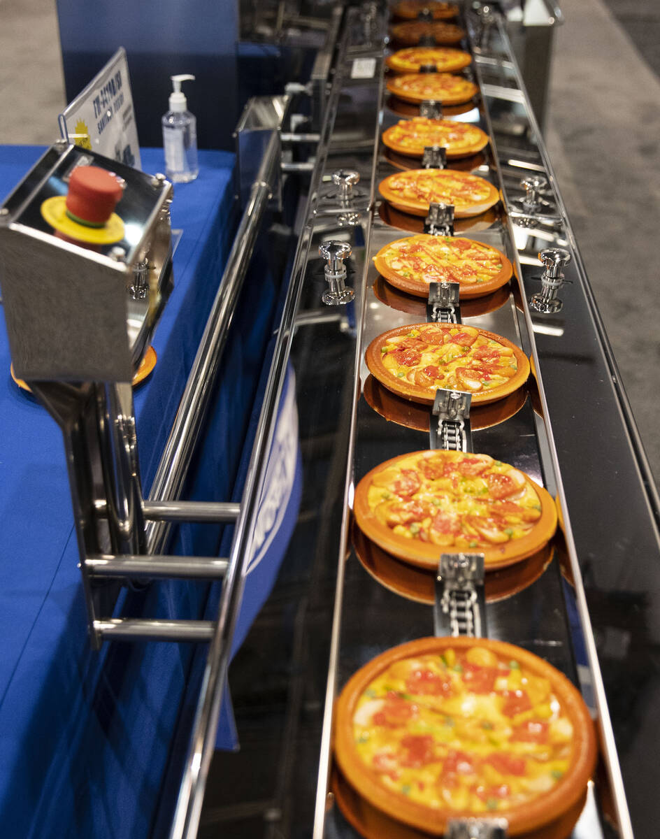 Frozen foods on Flow Wrapper rail during the PACK EXPO at the Las Vegas Convention Center, on T ...