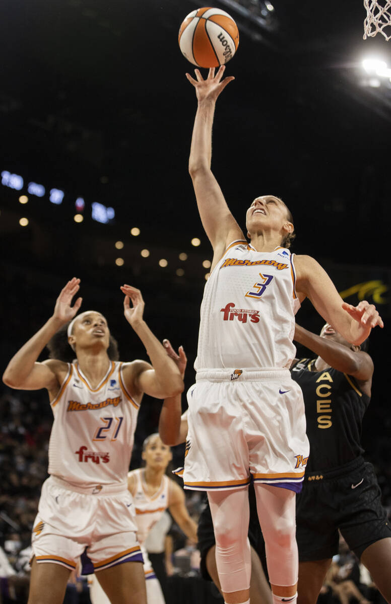 Phoenix Mercury guard Diana Taurasi (3) grabs a rebound in the first half during the WNBA semif ...