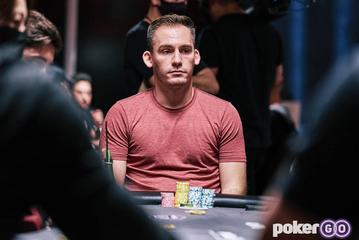 Justin Bonomo plays on the first day of the Super High Roller Bowl on Monday, Sept. 27, 2021, a ...