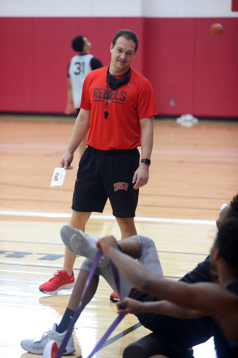 UNLV coach Kevin Kruger after practice at the Mendenhall Center in Las Vegas Wednesday, Sept. 2 ...