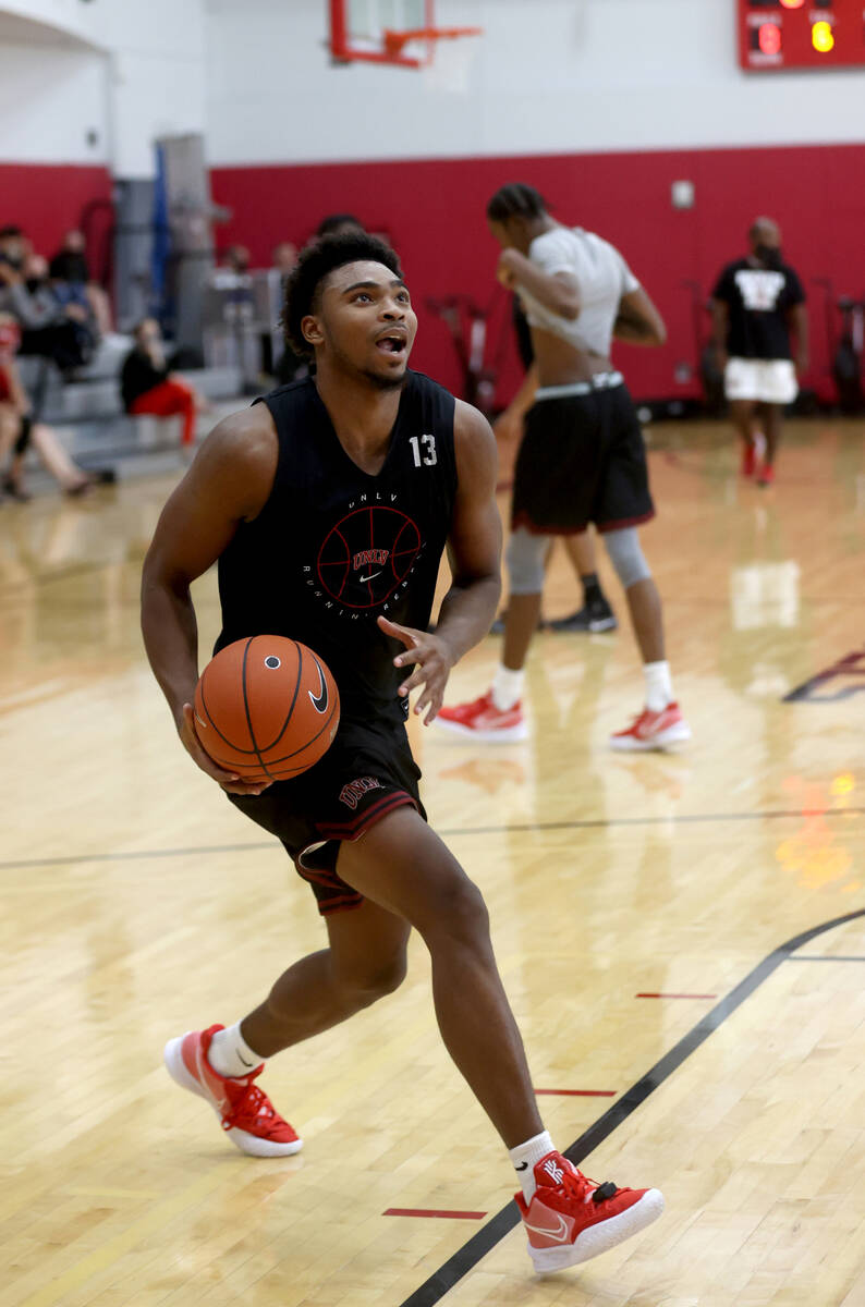 UNLV guard Bryce Hamilton during practice at the Mendenhall Center in Las Vegas Wednesday, Sept ...