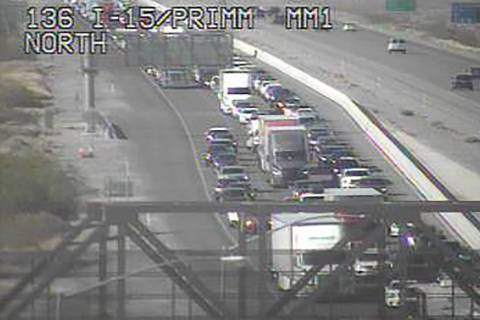 Heavy southbound traffic on Interstate 15 at Primm about 4:15 p.m. Sunday, May 23, 2021. (RTC F ...