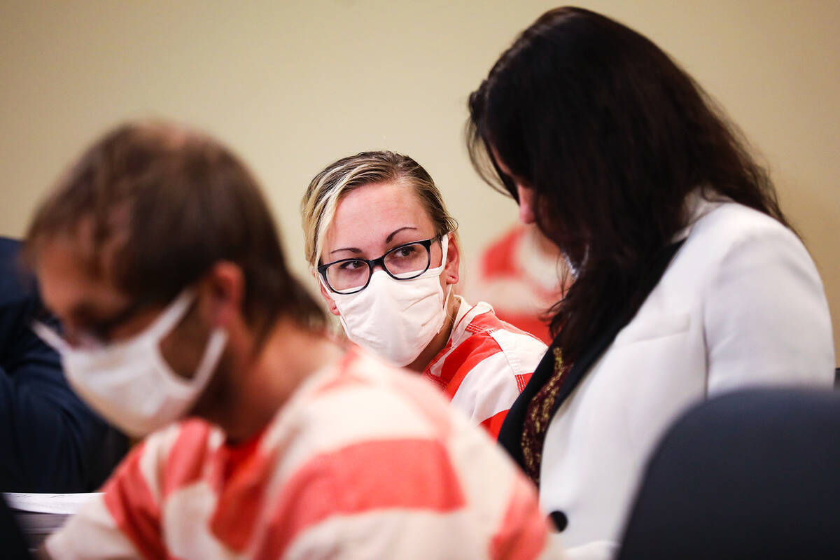 Heather Pate, center, who with two others is charged in the killing of 27-year-old Roy Jaggers, ...