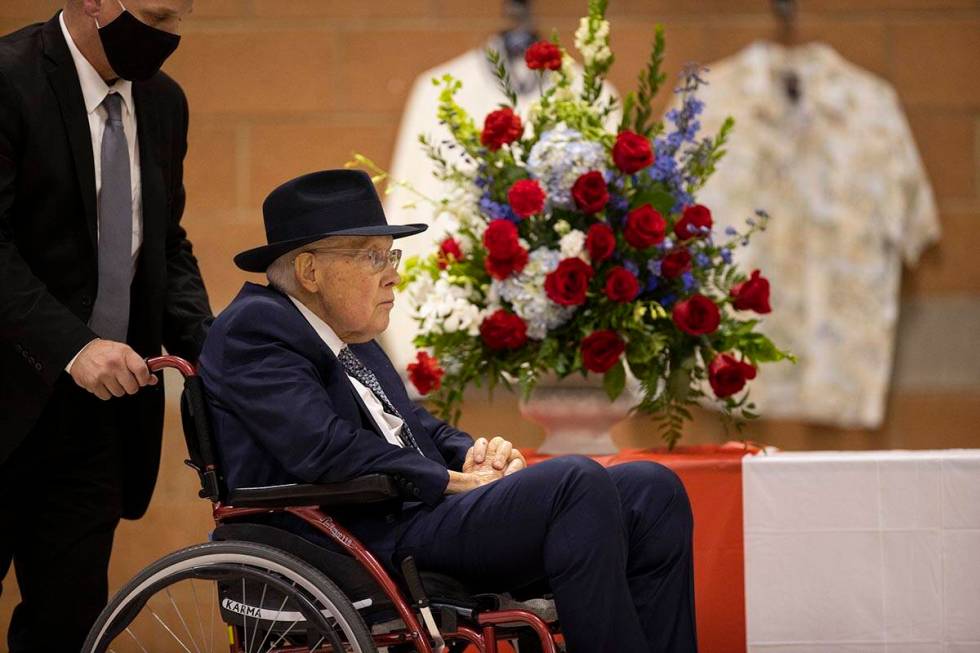 Former Nevada Senator Harry Reid attends a ceremony to honor the memory of Nevada Army National ...