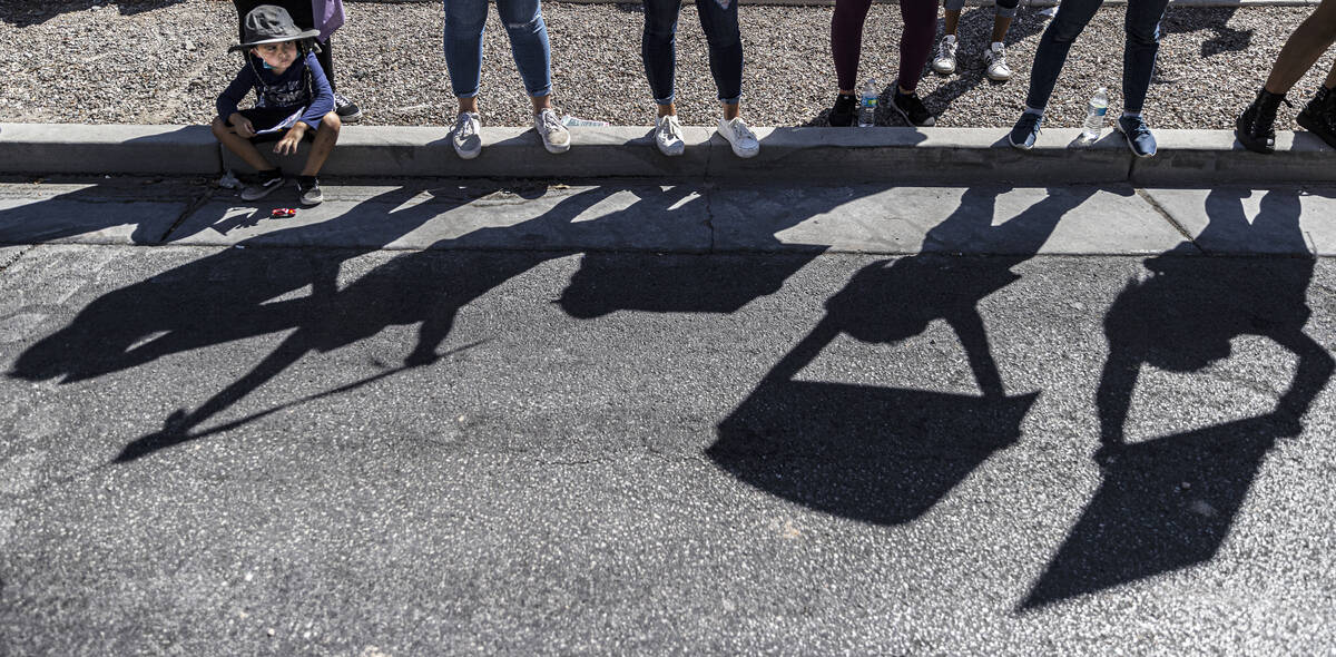 Demonstrators gather outside the Lloyd D George Courthouse during a March for Reproductive Righ ...