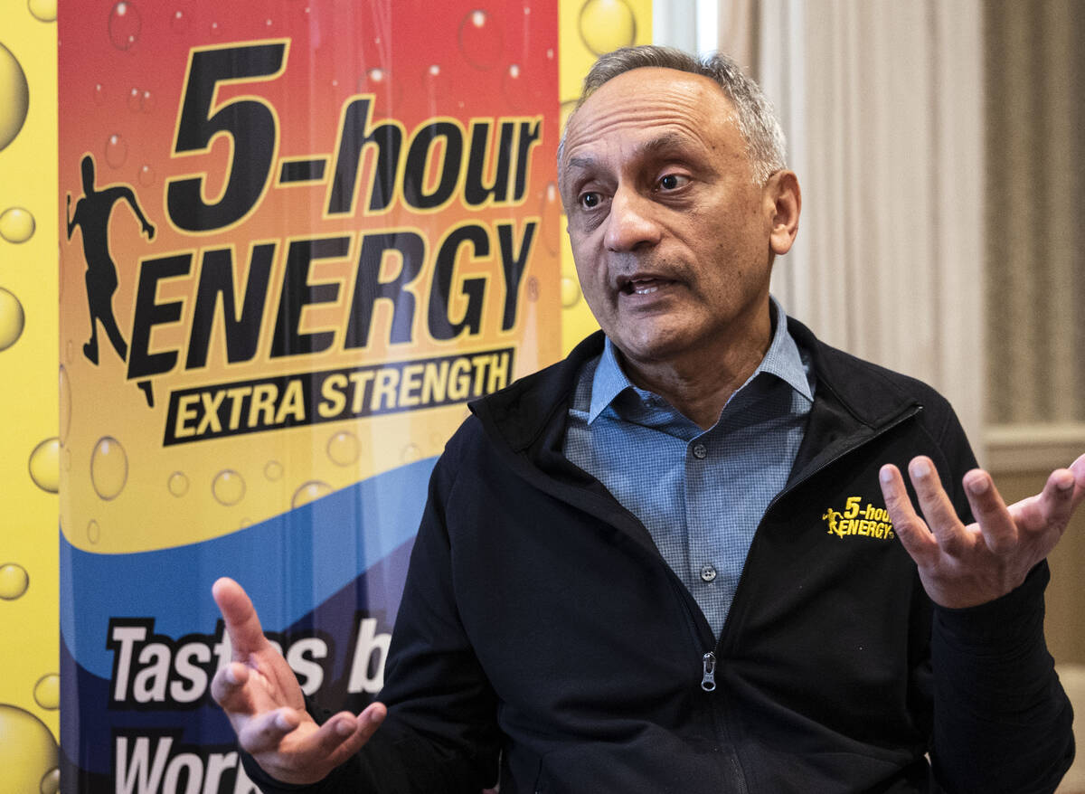 Living Essentials, the makers of 5-hour Energy, CEO Manoj Bhargava speaks during an interview w ...