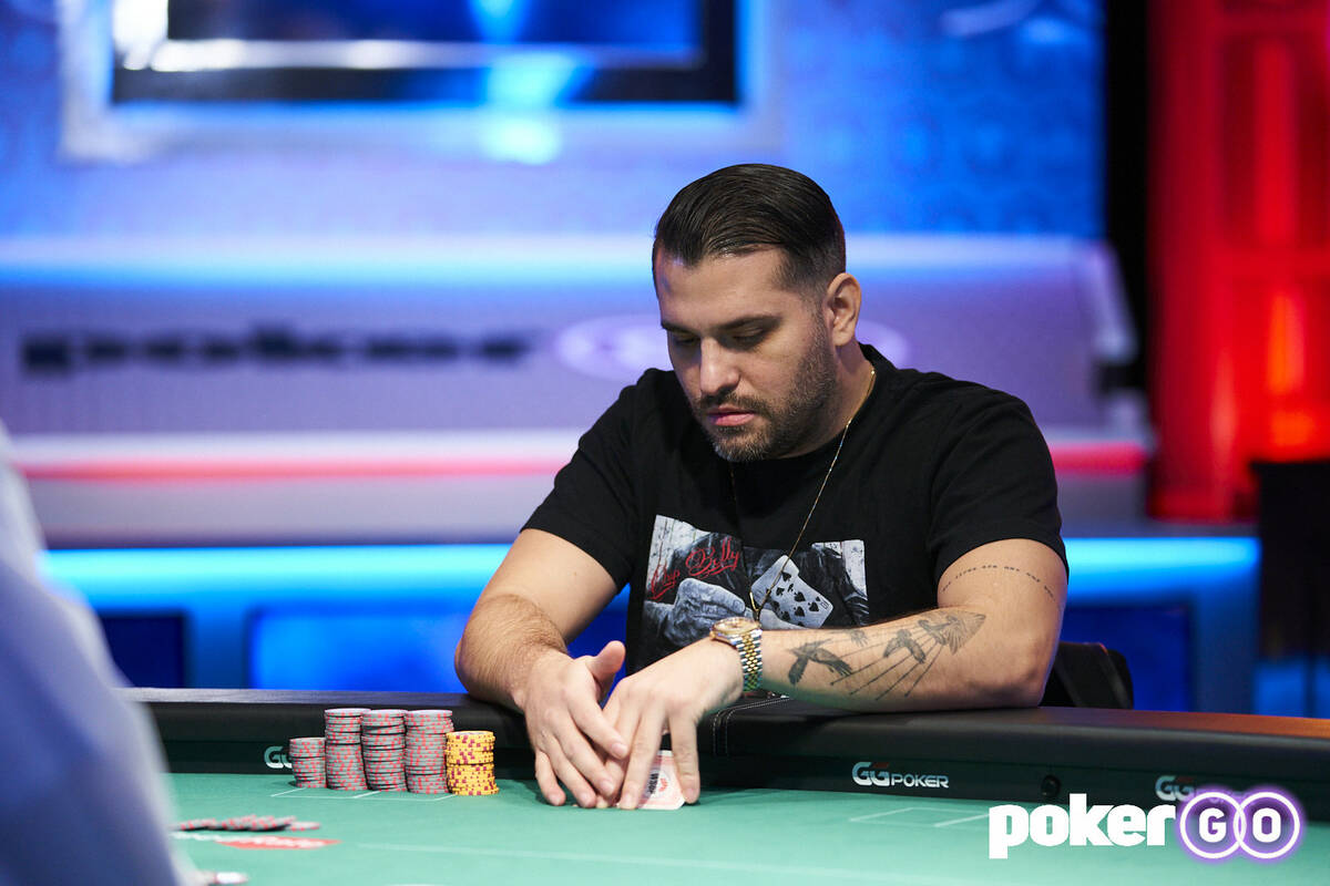 Giuliano Lentini at the final table of the $500 buy-in The Reunion No-limit Hold'em at the Worl ...
