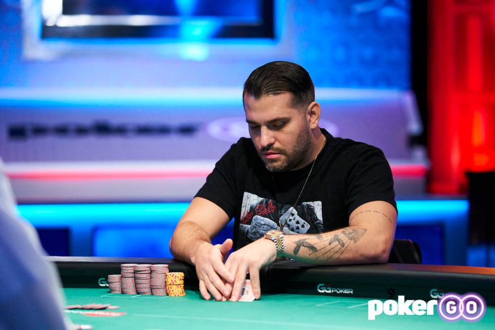 Giuliano Lentini at the final table of the $500 buy-in The Reunion No-limit Hold'em at the Worl ...