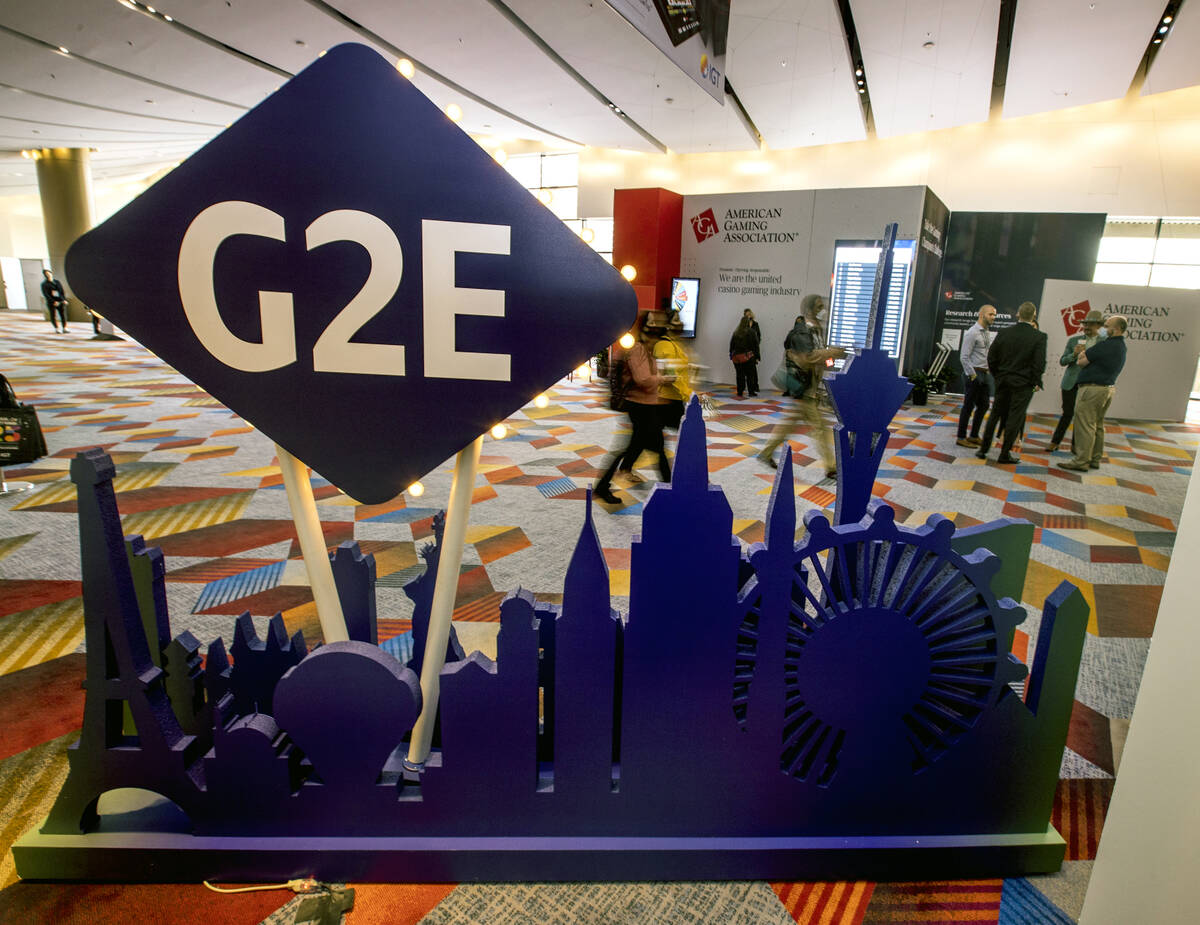 Attendees arrive during day 4 at the Global Gaming Expo 2021 conference in The Venetian Expo on ...