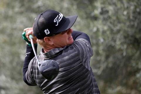 Charley Hoffman tees off on the ninth hole during the first round of the Shriners Hospitals for ...