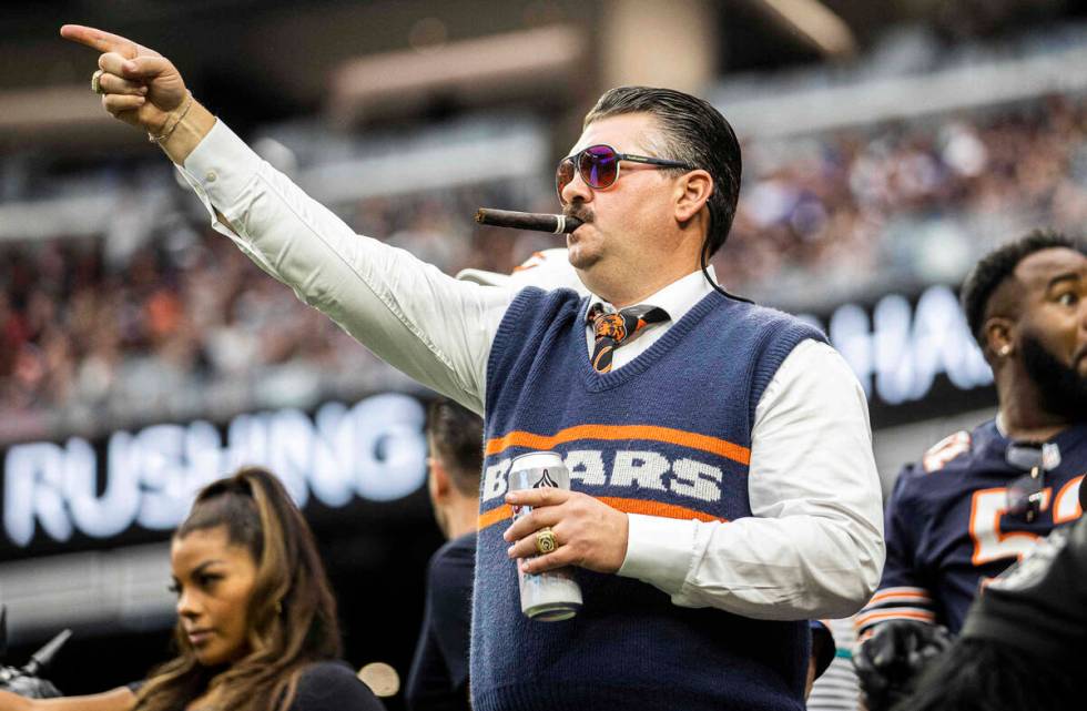 Chicago Bears fans during an NFL football game against the Raiders on Sunday, Oct. 10, 2021, at ...